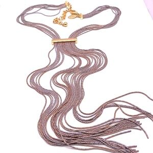 Vintage CHICOS Y-Shaped Tassel Statement Necklace 22”